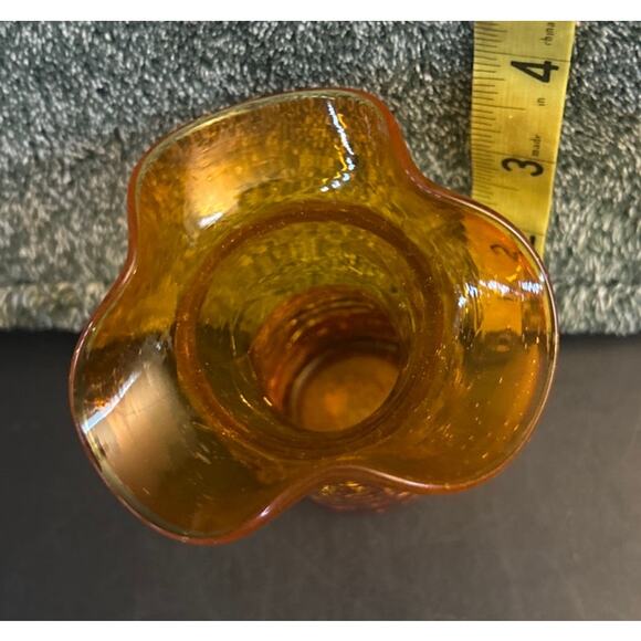 UV Reactive 1950s Small Vase Art Glass Amber Orange MCM Hand Blown - Picture 5 of 8